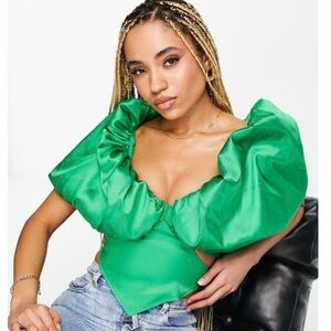 ASOS LUXE satin bubble Bardot top